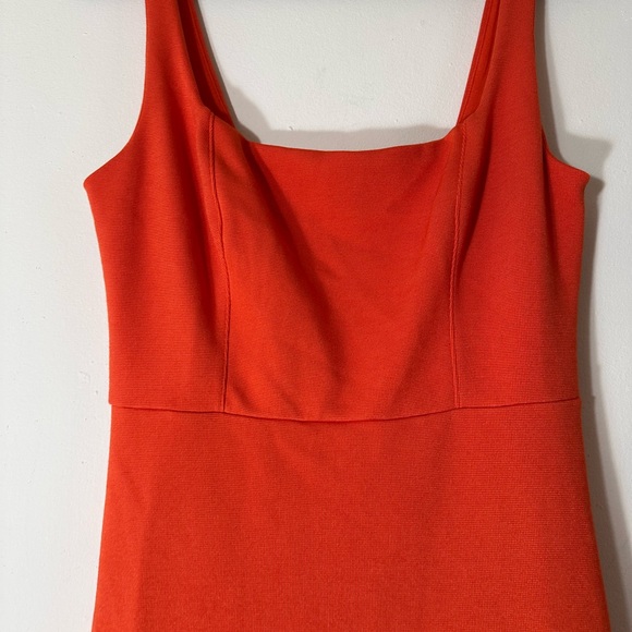 Anthropologie Ariana square neck asymmetrical ruffle hem dress orange small NWT - Picture 8 of 15